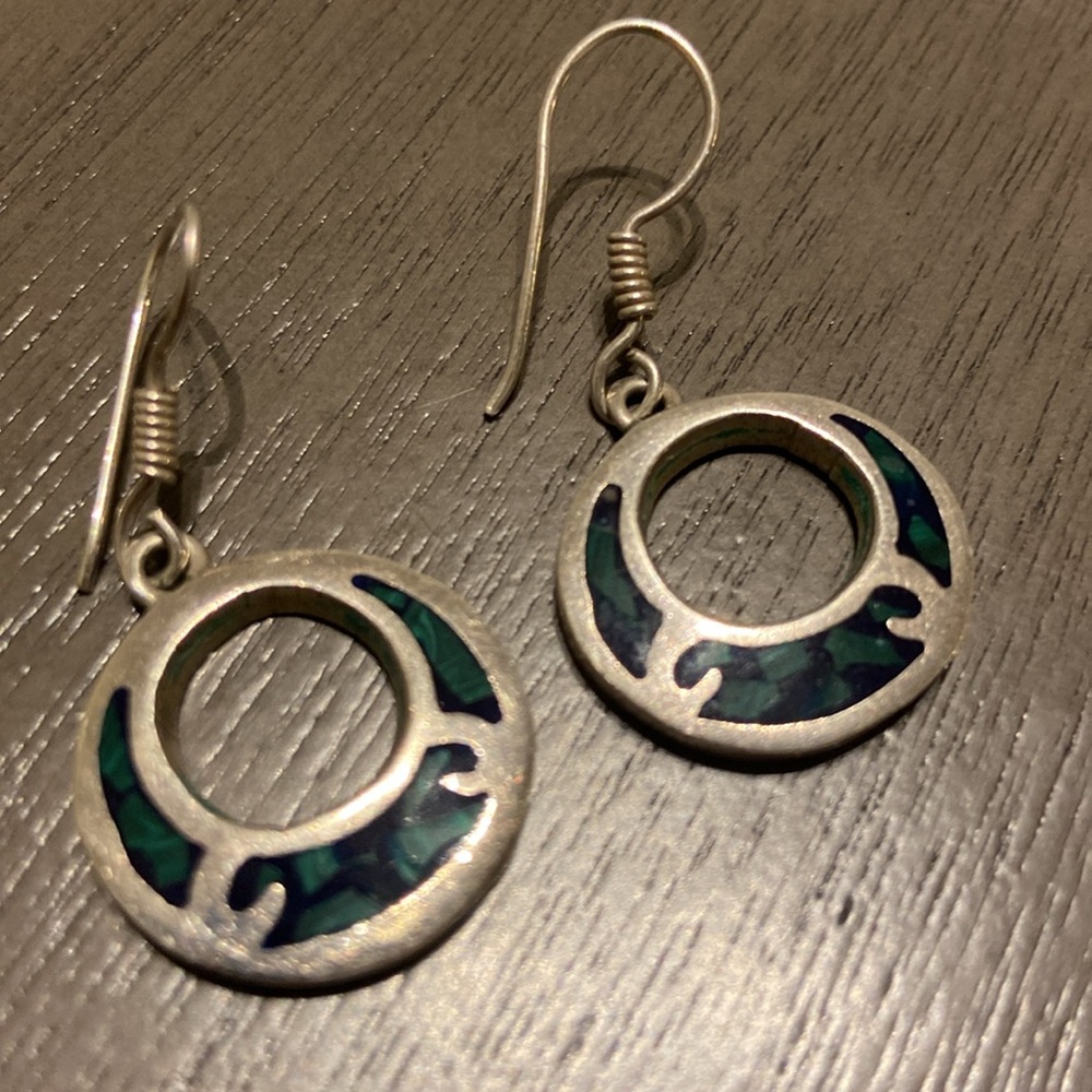 Vintage Southwest Green Abalone 950 Earrings